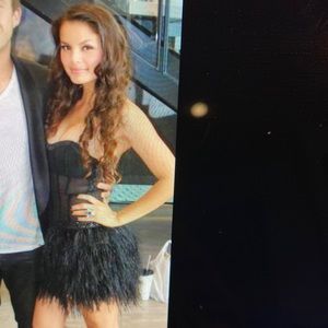 Bebe corset lace up back feather dress size xs